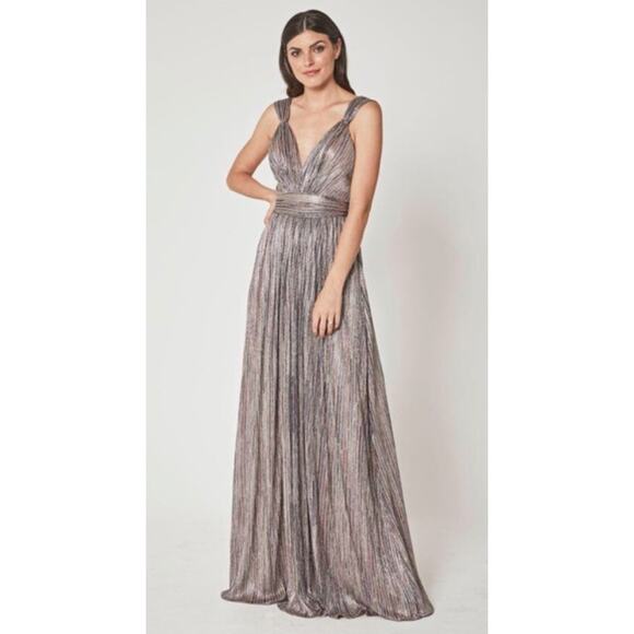 BHLDN x Catherine Deane Nya Metallic  V Neck Long Gown Foraml Dress // 2 - Picture 1 of 16